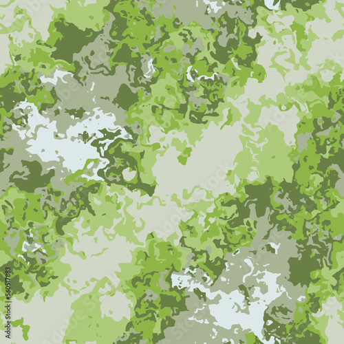Full seamless watercolor camouflage texture print pattern. Usable for Jacket Pants Shirt and Shorts. Army textile fabric. Unique tie dye military camo. Vector illustration.