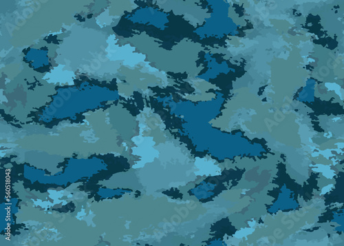 Full seamless watercolor camouflage texture print pattern. Usable for Jacket Pants Shirt and Shorts. Army textile fabric. Unique tie dye military camo. Vector illustration.
