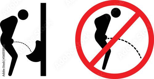  Pee, Urinate People Sign. No Pee, No Urinating Icon