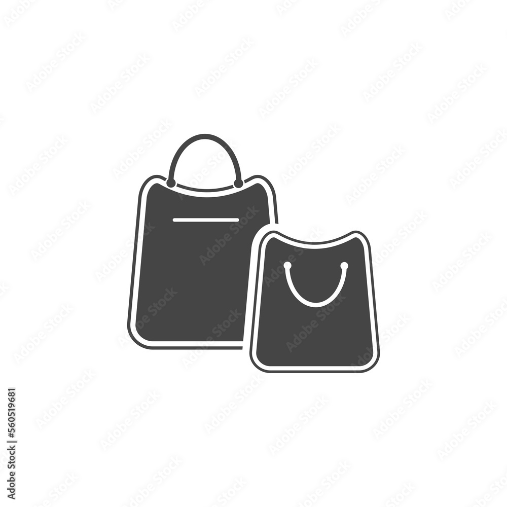 Black shopping bag icon. Black shopping bag icon.