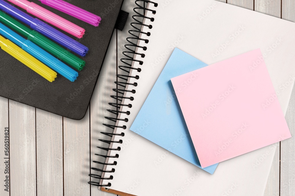 Sticky note for notes on office desk. Sticky note for notes on office desk.