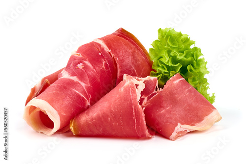 Εκτύπωση καμβά Delicious jerked prosciutto crudo, isolated on white background