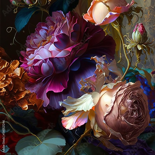 Beautiful roses closeup, ai generated 
