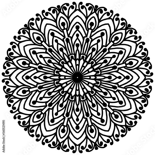 simple mandala with floral ornaments and abstract dots on a white background, Vector art. vector mandala