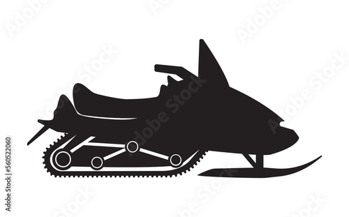 Snowmobile vector icon, black on white background