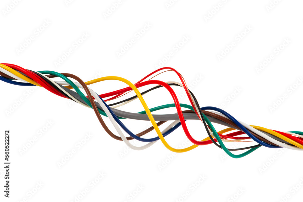 Colorful electrical cable wire isolated on white Colorful electrical cable wire isolated on white