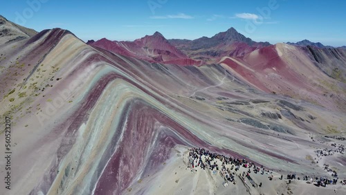 A bird's-eye view of the rainbow mountains. Vinicunca, Peru photo