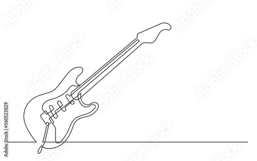 Canvas Print continuous line drawing electric solid body guitar - PNG image with transparent