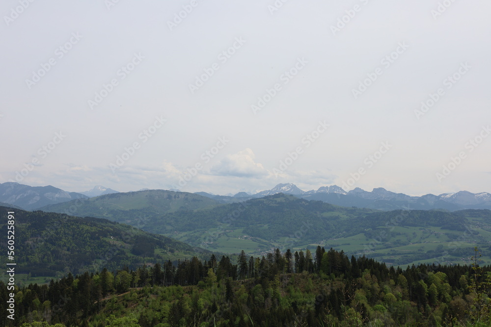 Fototapeta premium View on a mountain in the department of Haute-Savoie