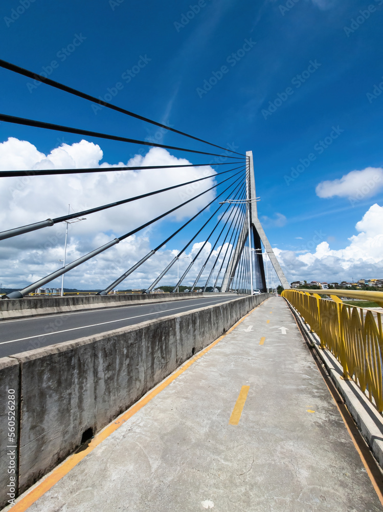 View from the Jorge Amado Bridge. Cable-stayed bridge that connects the center to the south zone of the city of Ilheus Bahia