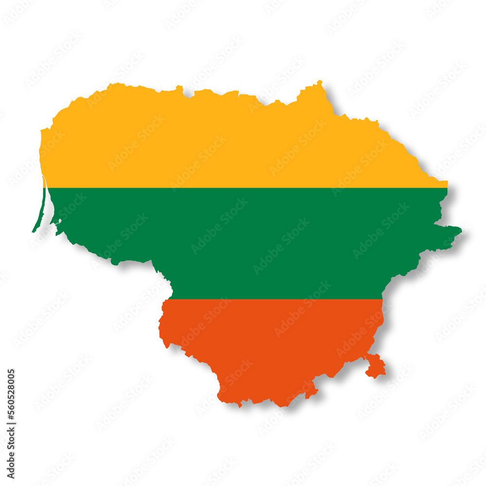 Lithuania flag map on white background with clipping path 3d illustration Lithuania flag map on white background with clipping path 3d illustration