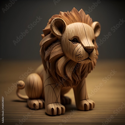 Wood lion toy  adorable  cute  happy.