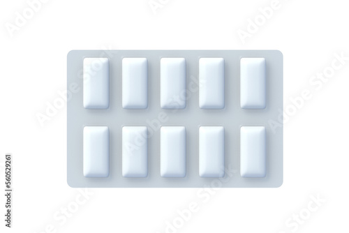 Fotografie Chewing gums in blister pack isolated on white background