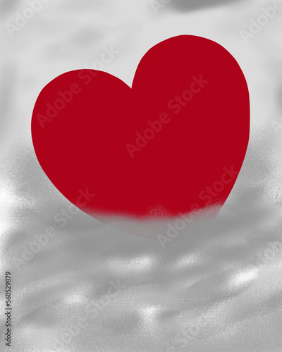 Red heart on the ash