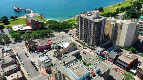 Aerial hyperlapse of Burlington, Ontario, Canada on beautiful day 4K