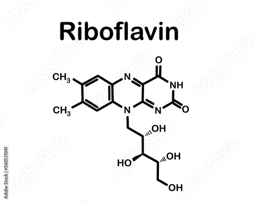 Chemical formula of riboflavin. Vector illustration
