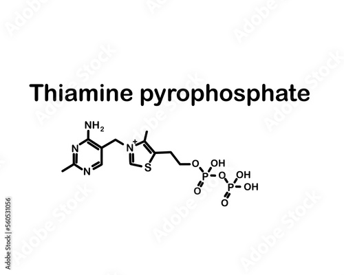 Chemical formula of thiamine pyrophosphate. Vector illustration