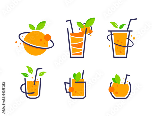 Fresh fruit smoothies logo,flat design icon vector illustration