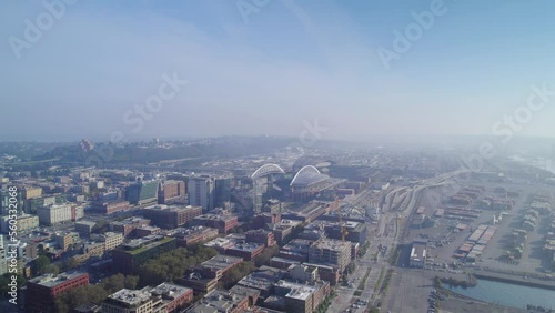 Aerial view of Seattle city downtown in Washington state. Lumen field will take World championship of soccer 2026