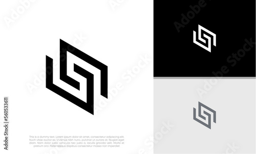  Initials S logo design. Initial Letter Logo. Innovative high tech logo template.