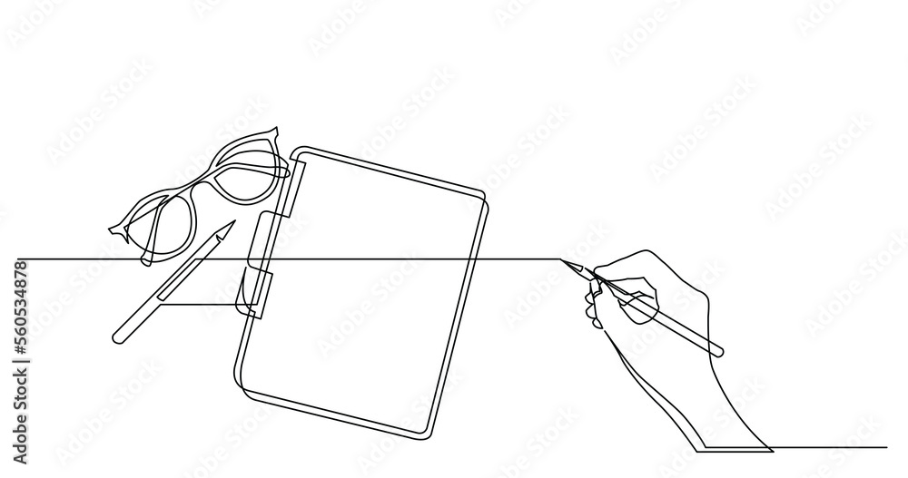 hand drawing business concept sketch of glasses notepad and pencil - PNG image with transparent background