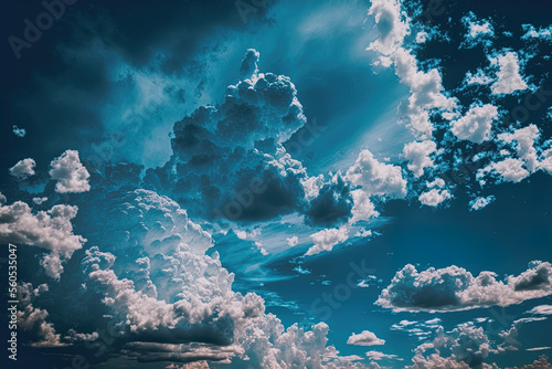 Stunning blue sky with clouds in the distance. cloudy sky. cloudy sky weather natural blue cloud. Generative AI