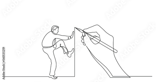 hand drawing business concept sketch of man pushing obstacle - PNG image with transparent background