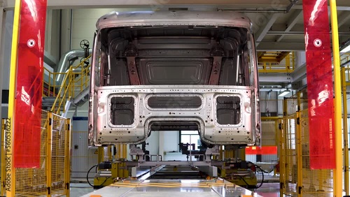 Car assembly. Scene. The disassembled body of the car that is being prepared for assembly. photo