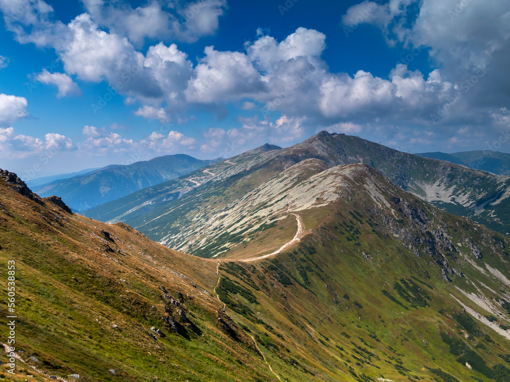 Níżne Tatry Słowacja widok na Chopok i Demänovské sedlo,