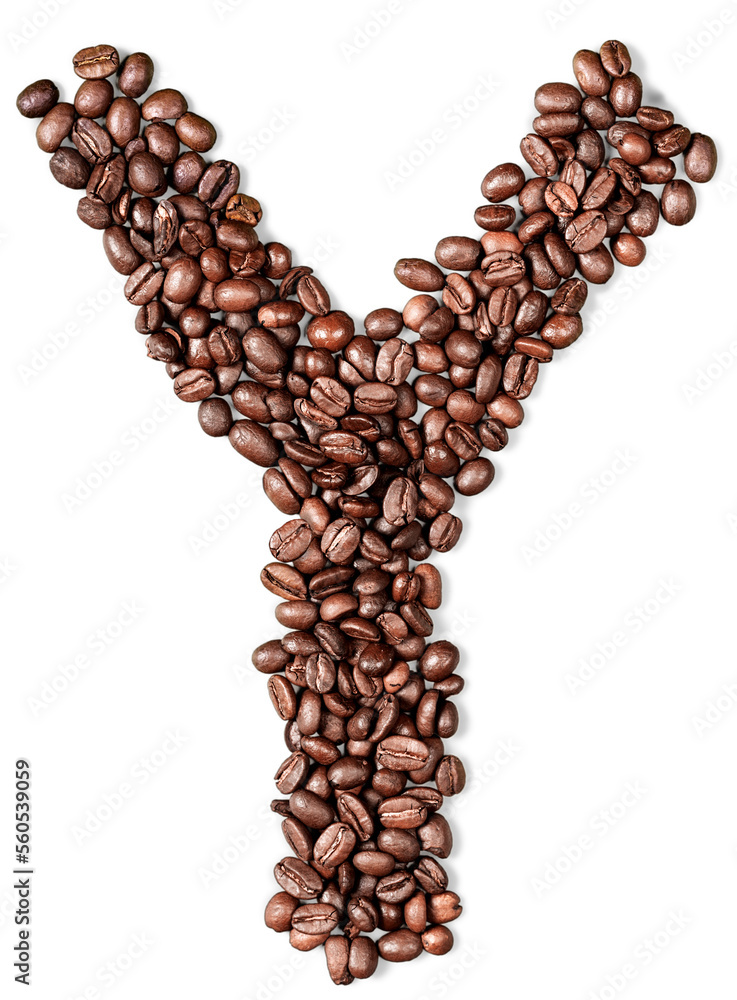 Alphabet letter of Brazilian black coffee beans Alphabet letter of Brazilian black coffee beans