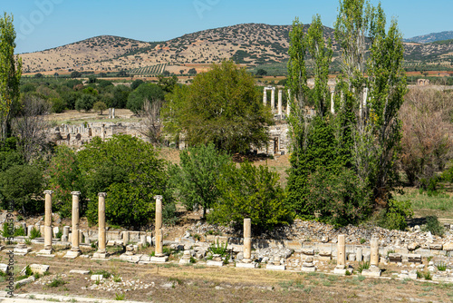 Valokuva View of North Agora and South Agora with unique huge pool surrounded by Ionic colonnades in ancient city of Aphrodisias, Aydin, Turkey