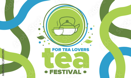 Tea Festival. For tea lovers. Event for professionals in the tea industry. Tea ceremony. Delicious leaf tea. Cafes and restaurants. Trainings for baristas from staff schools. Creative Illustration