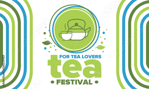Tea Festival. For tea lovers. Event for professionals in the tea industry. Tea ceremony. Delicious leaf tea. Cafes and restaurants. Trainings for baristas from staff schools. Creative Illustration