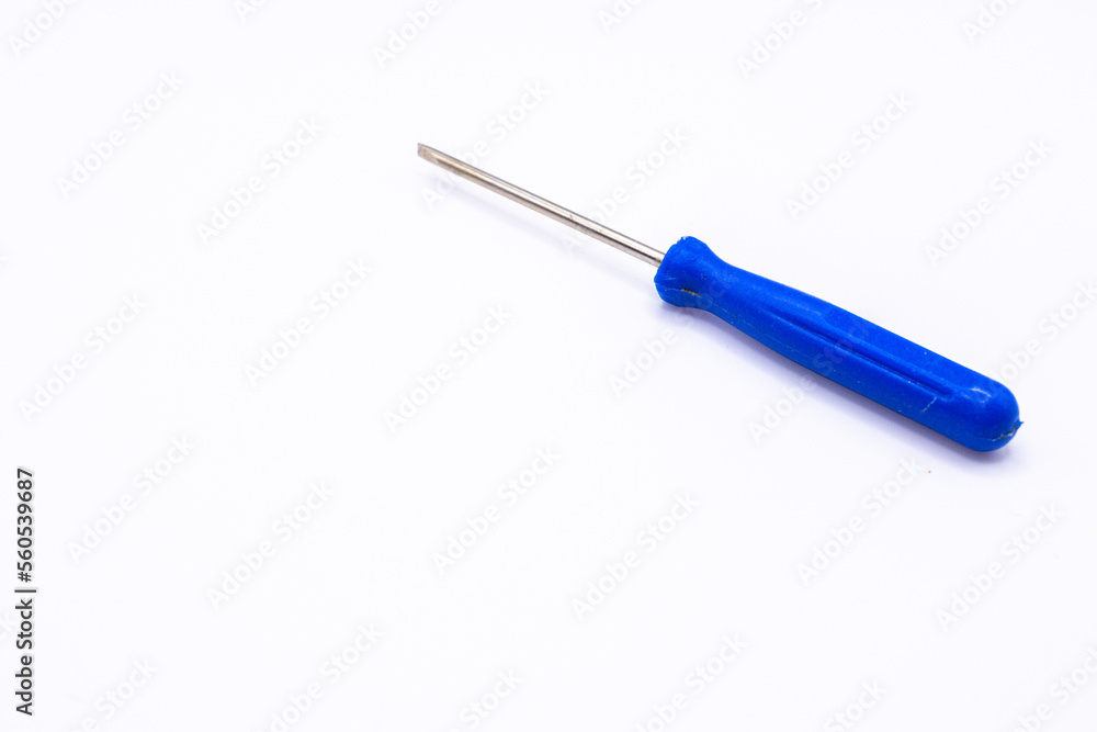 blue flathead screwdriver on white background blue flathead screwdriver on white background