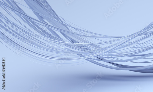 Abstract 3d render, pastel colored background design with curved lines