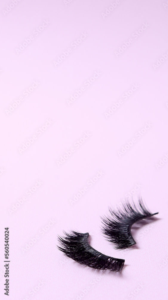 Obraz premium Black false long eye lashes, space for text