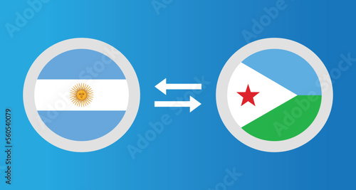 round icons with Argentina and Djibouti flag exchange rate concept graphic element Illustration template design
 photo