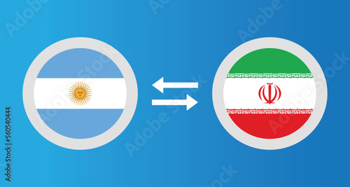 round icons with Argentina and Iran flag exchange rate concept graphic element Illustration template design

