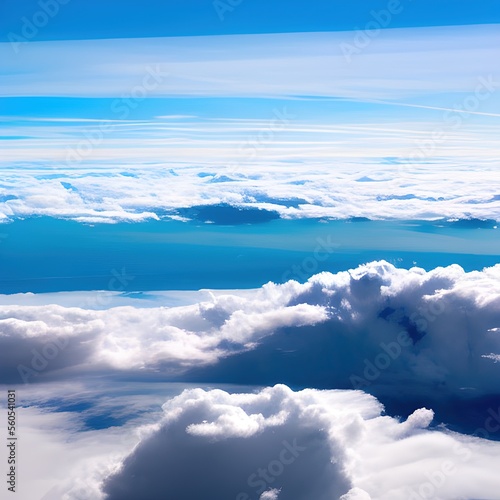 Blue sky above clouds - generative ai