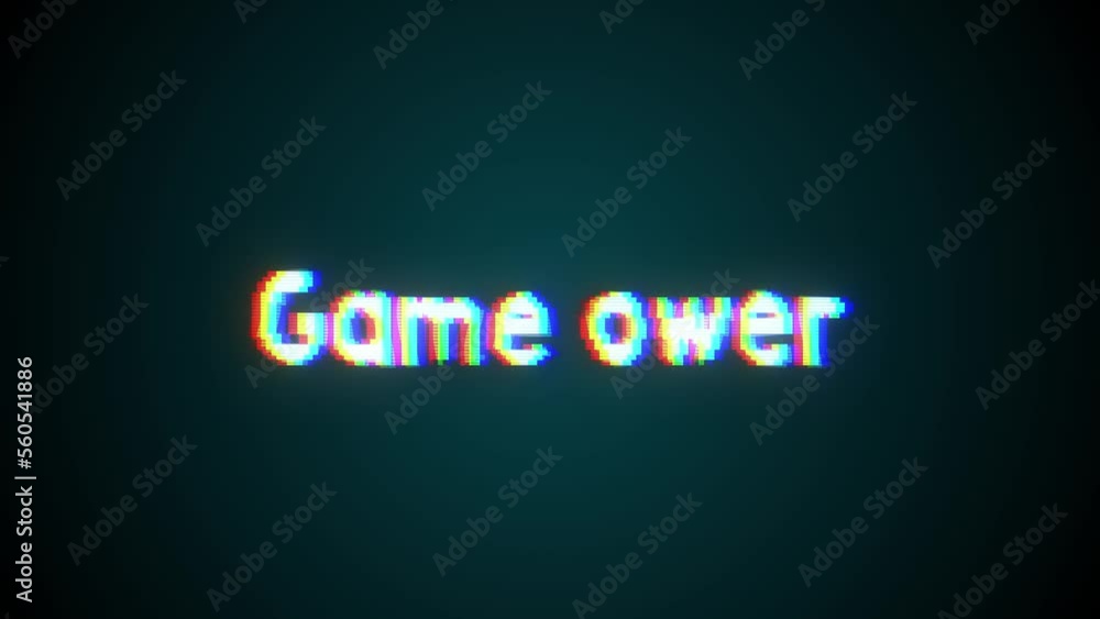 Retro video game screen with glitch. Game over with noisy distortion. Retro video game screen with glitch. Game over with noisy distortion.