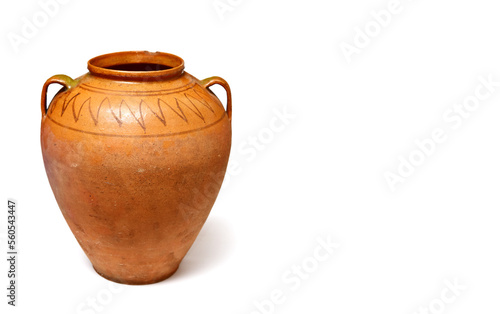 Antique greek amphora, vintage clay pot