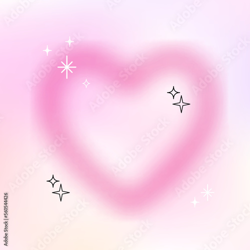 Vector illustration of beautiful gradient trendy heart. Happy Valentine s Day modern card with blurred background for banner  t-shirt  postcard  greeting card
