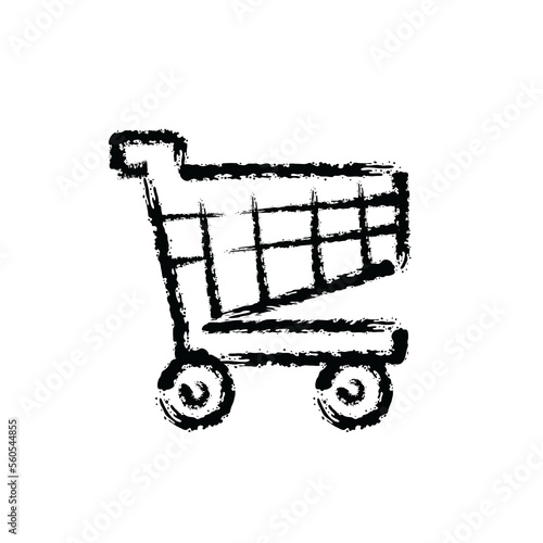 brush stroke hand drawn icon of shopping cart - PNG image with transparent background photo