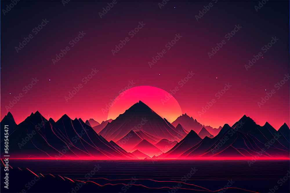 Beautiful sunset in an abstract landscape