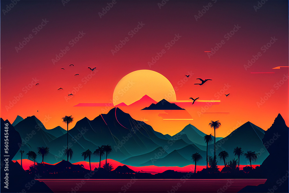 Beautiful sunset in an abstract landscape Beautiful sunset in an abstract landscape
