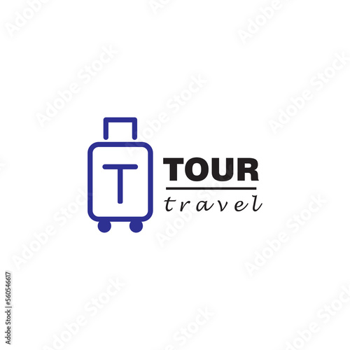 travel logo illustration luggage bag line design vector