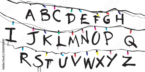Alphabet with light bulbs from Stranger Things Series