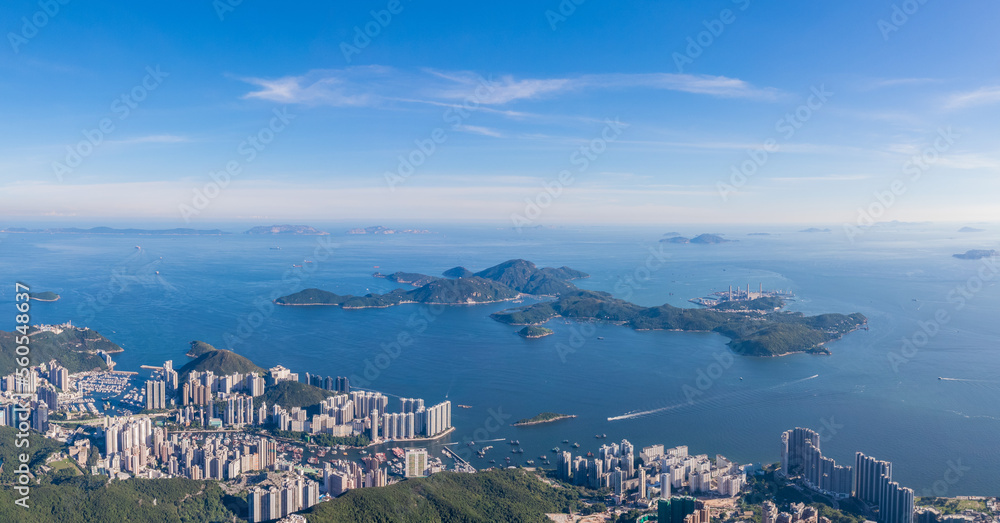 Beautiful aerial view of Mountains, Lamma Island and Aberdeen of Hong Kong Beautiful aerial view of Mountains, Lamma Island and Aberdeen of Hong Kong