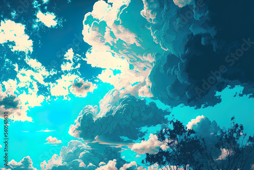 a cloudy day with a blue sky. Generative AI