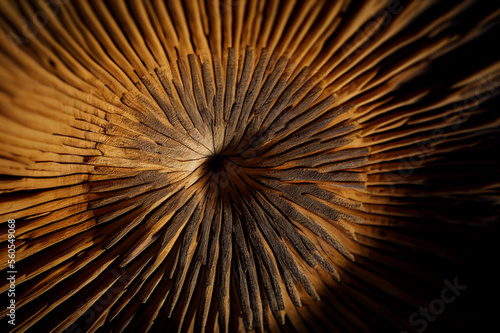 Sunlight and shadows on the surface of wooden slats. Abstract wooden background made with a circle of incident light for background design with space to copy. Selective focus